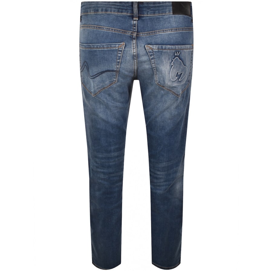 Image number 3 for Money Ape Embossed Mid Wash Jeans Blue