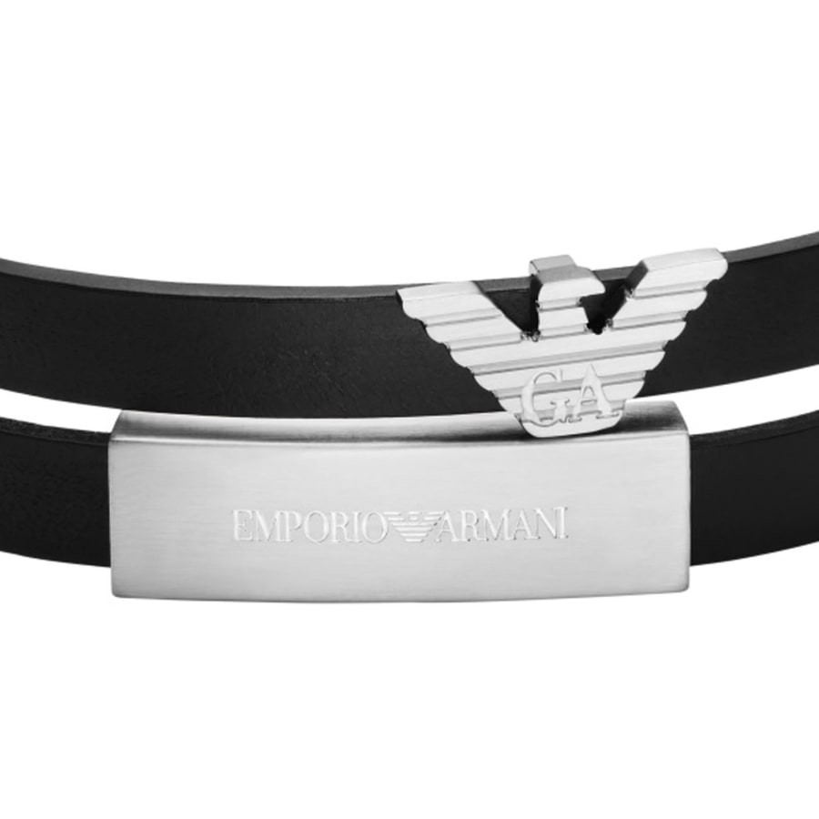 Image number 2 for Emporio Armani Leather ID Bracelet Black