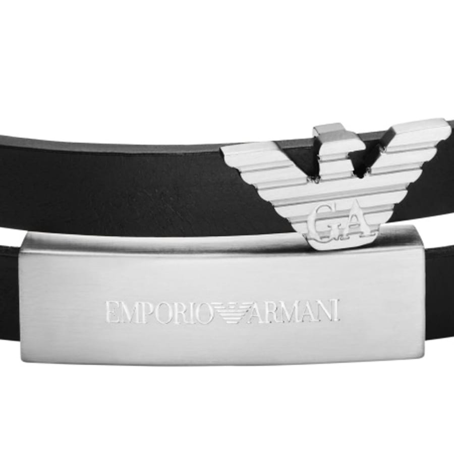 Image number 3 for Emporio Armani Leather ID Bracelet Black