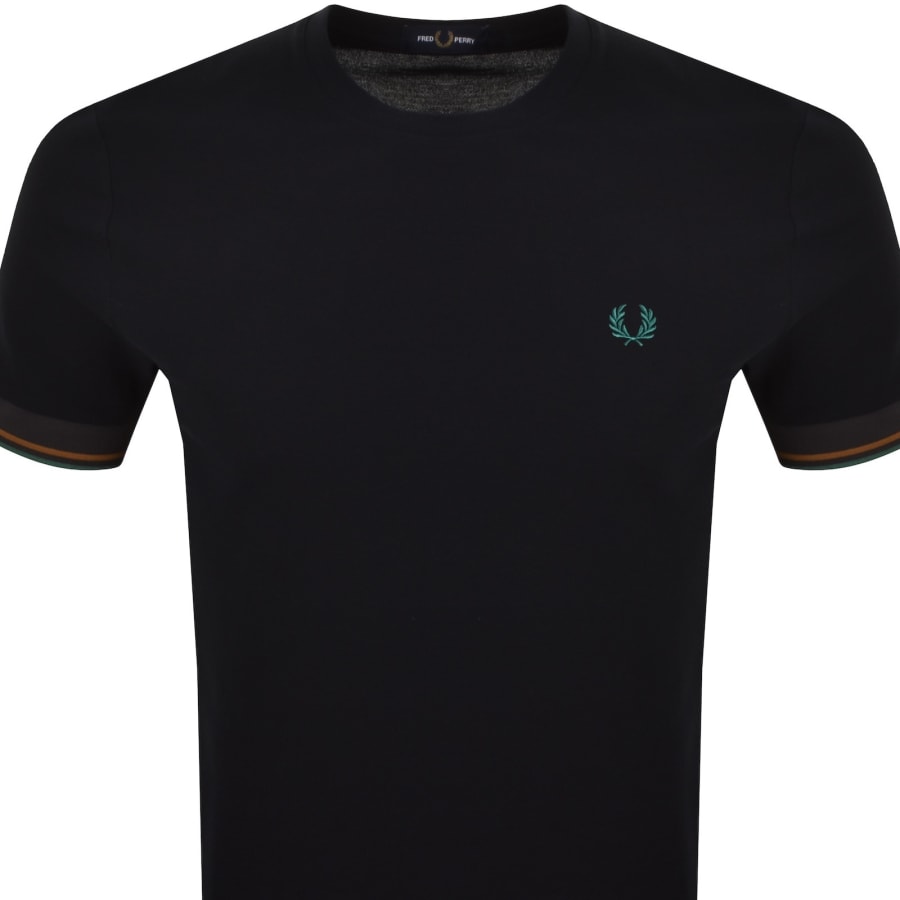 Image number 2 for Fred Perry Twin Tipped Cuff T Shirt Navy