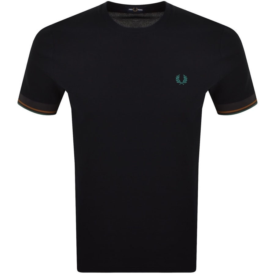 Image number 1 for Fred Perry Twin Tipped Cuff T Shirt Navy