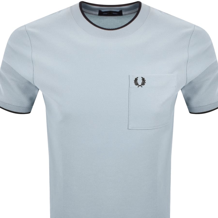 Image number 2 for Fred Perry Pocket Detail Pique T Shirt Blue