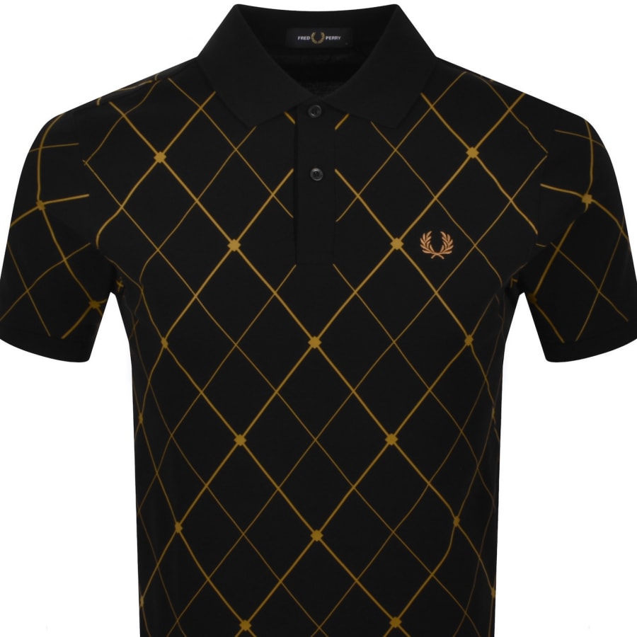 Image number 2 for Fred Perry Argyle Print Polo Black