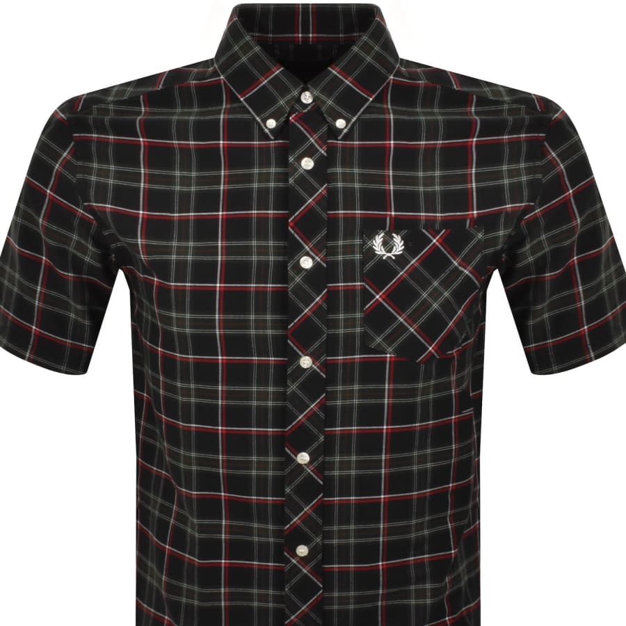 Image number 2 for Fred Perry Short Sleeved Tartan Shirt Green