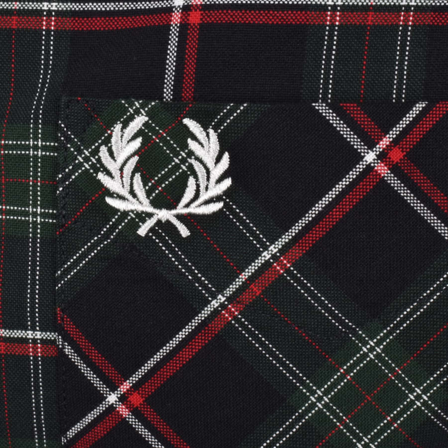 Image number 3 for Fred Perry Short Sleeved Tartan Shirt Green