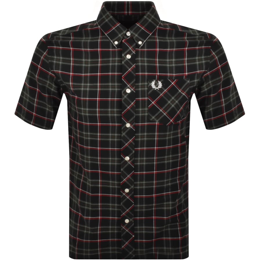 Image number 1 for Fred Perry Short Sleeved Tartan Shirt Green