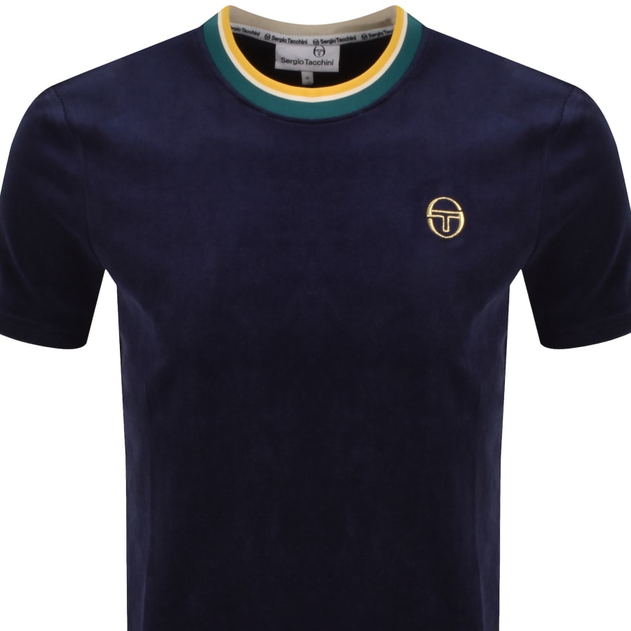 Image number 2 for Sergio Tacchini Monte Velour T Shirt Navy