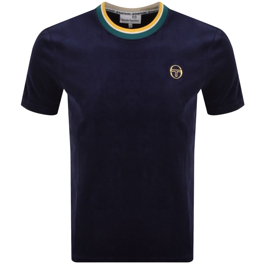 Image number 1 for Sergio Tacchini Monte Velour T Shirt Navy