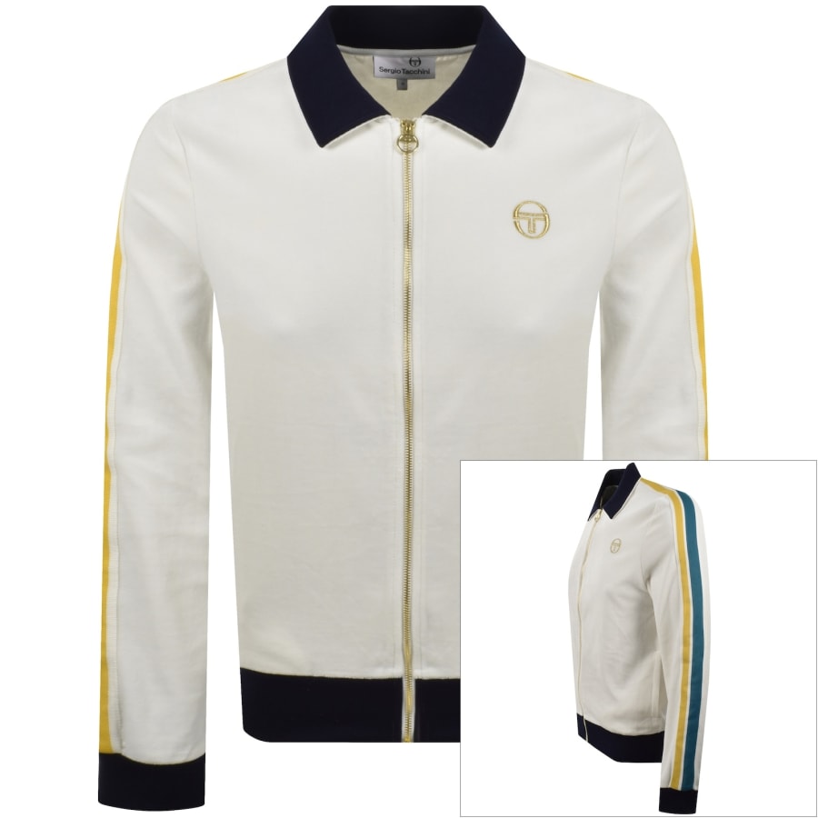 Image number 1 for Sergio Tacchini Monte Velour Track Jacket Cream