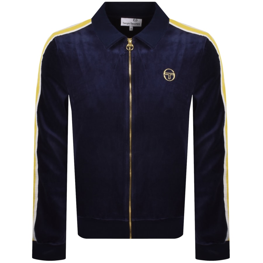 Image number 2 for Sergio Tacchini Monte Velour Track Jacket Navy
