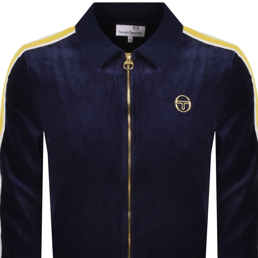 Image number 3 for Sergio Tacchini Monte Velour Track Jacket Navy