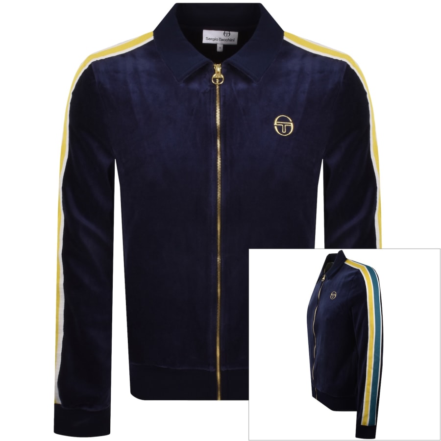 Image number 1 for Sergio Tacchini Monte Velour Track Jacket Navy