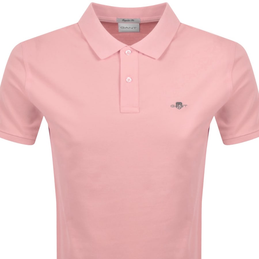 Image number 2 for Gant Regular Shield Pique Polo T Shirt Pink