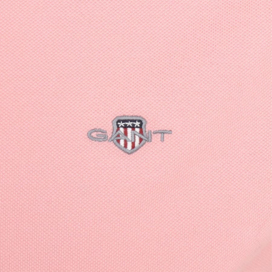 Image number 3 for Gant Regular Shield Pique Polo T Shirt Pink