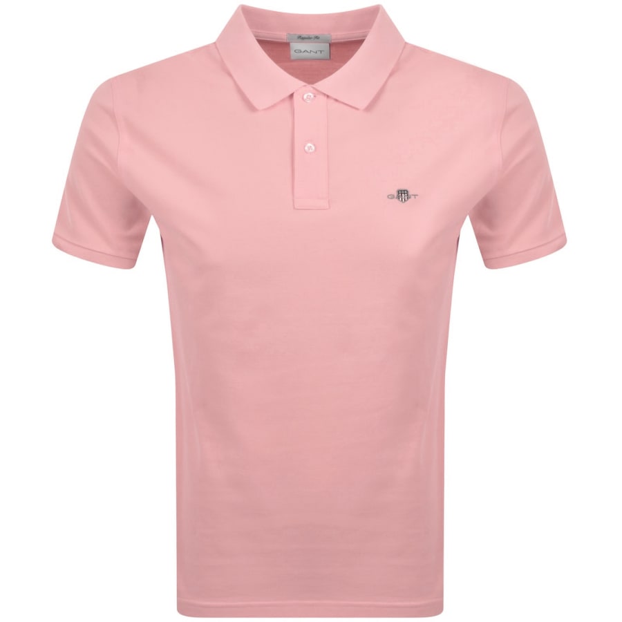 Image number 1 for Gant Regular Shield Pique Polo T Shirt Pink