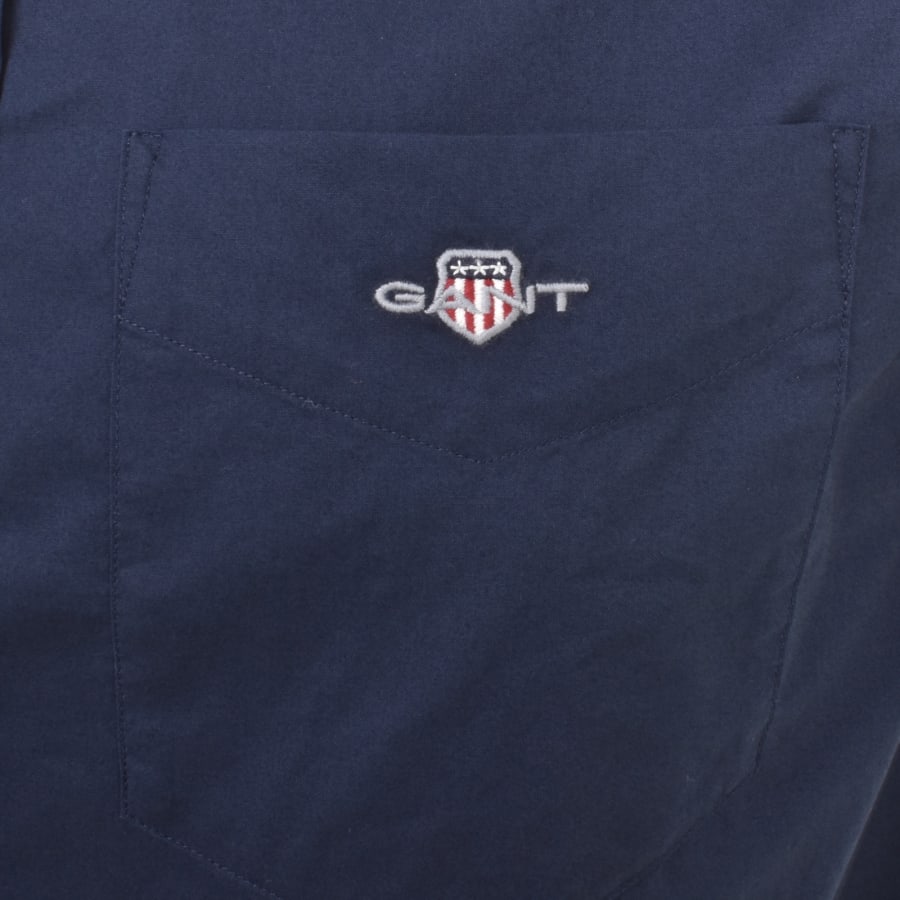 Image number 3 for Gant Poplin Short Sleeved Shirt Navy