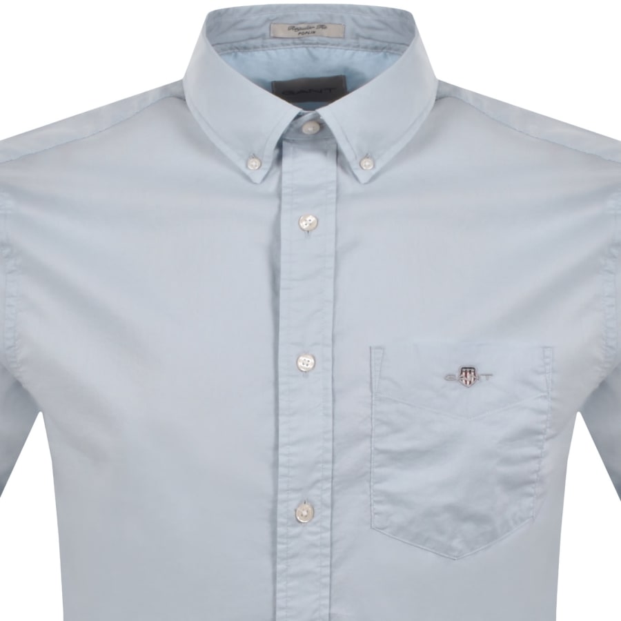 Image number 2 for Gant Poplin Short Sleeved Shirt Blue