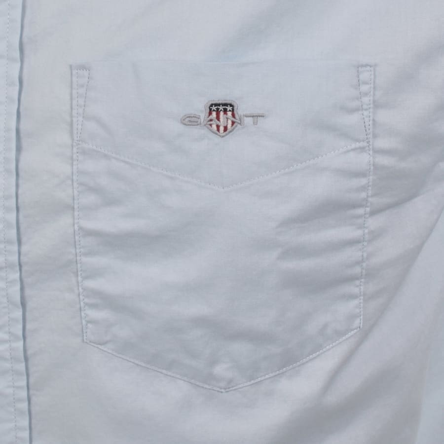 Image number 3 for Gant Poplin Short Sleeved Shirt Blue