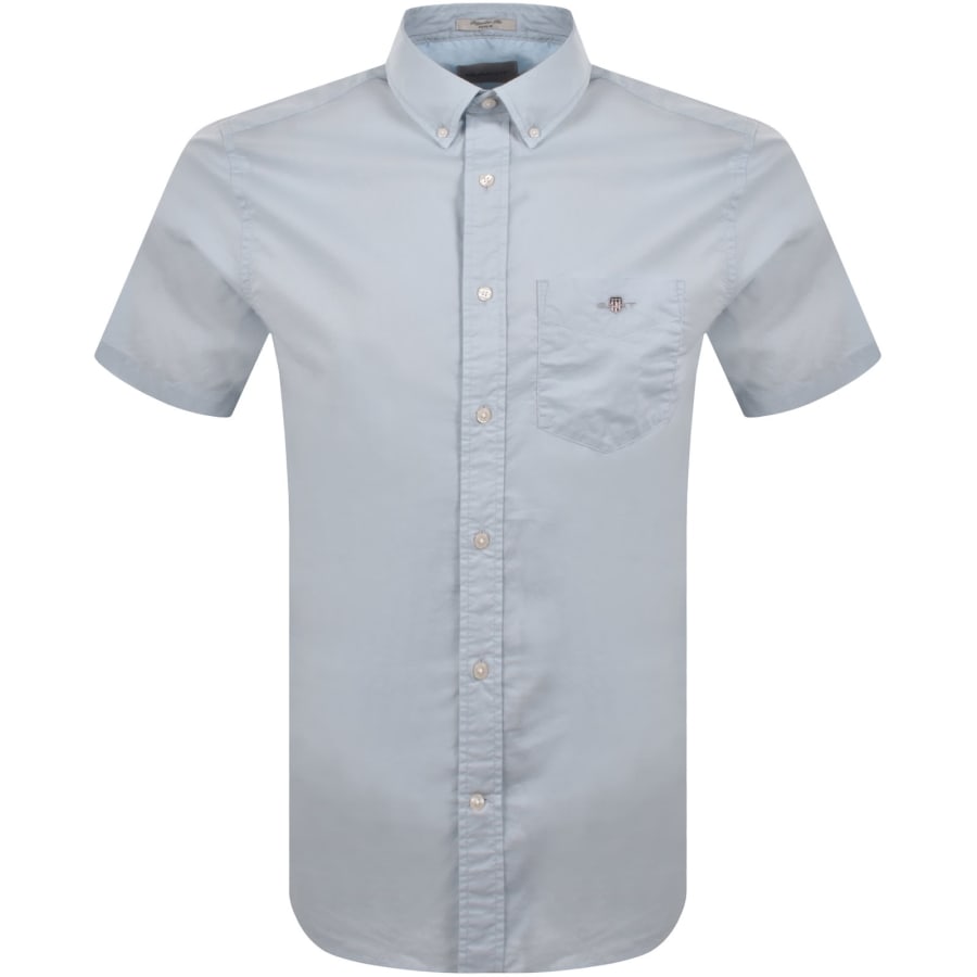Image number 1 for Gant Poplin Short Sleeved Shirt Blue