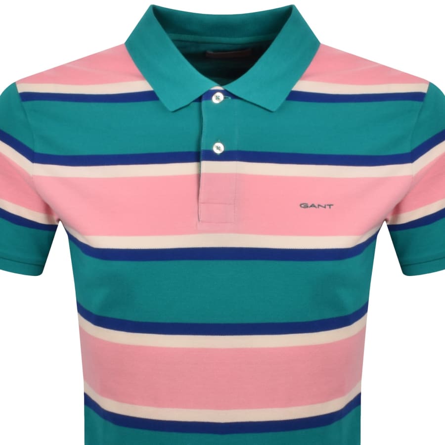 Image number 2 for Gant Multistripe Polo T Shirt Blue
