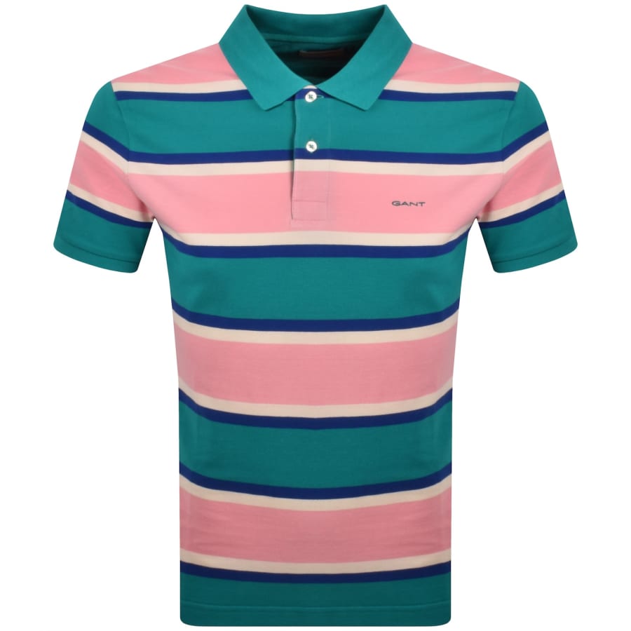 Image number 1 for Gant Multistripe Polo T Shirt Blue
