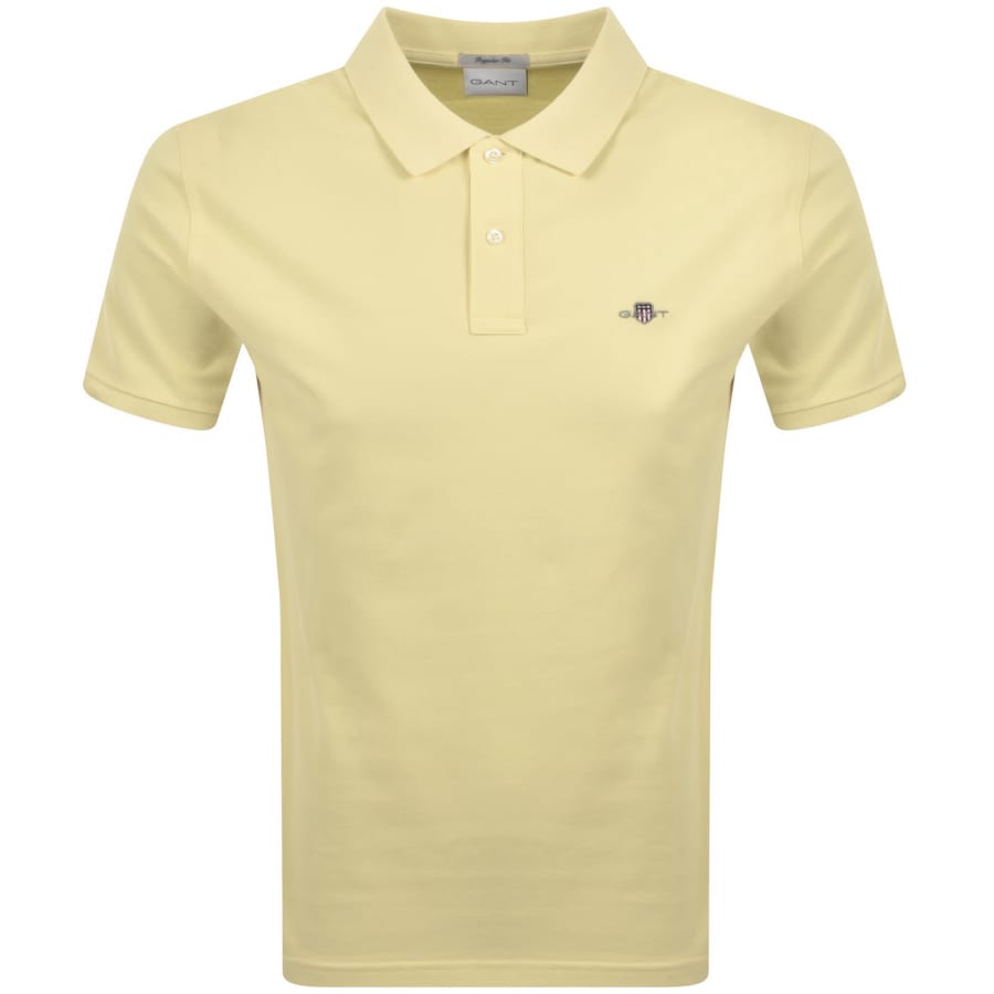 Image number 1 for Gant Shield Pique Polo T Shirt Yellow