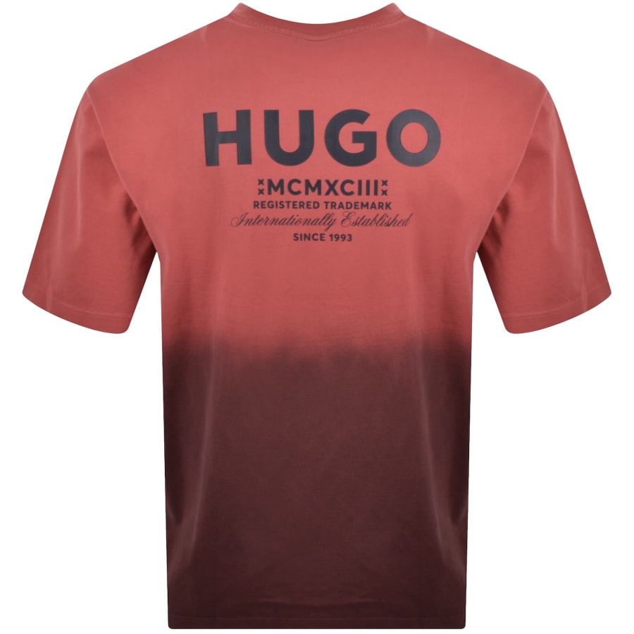 Image number 5 for HUGO Blue Nalono T Shirt Medium Red