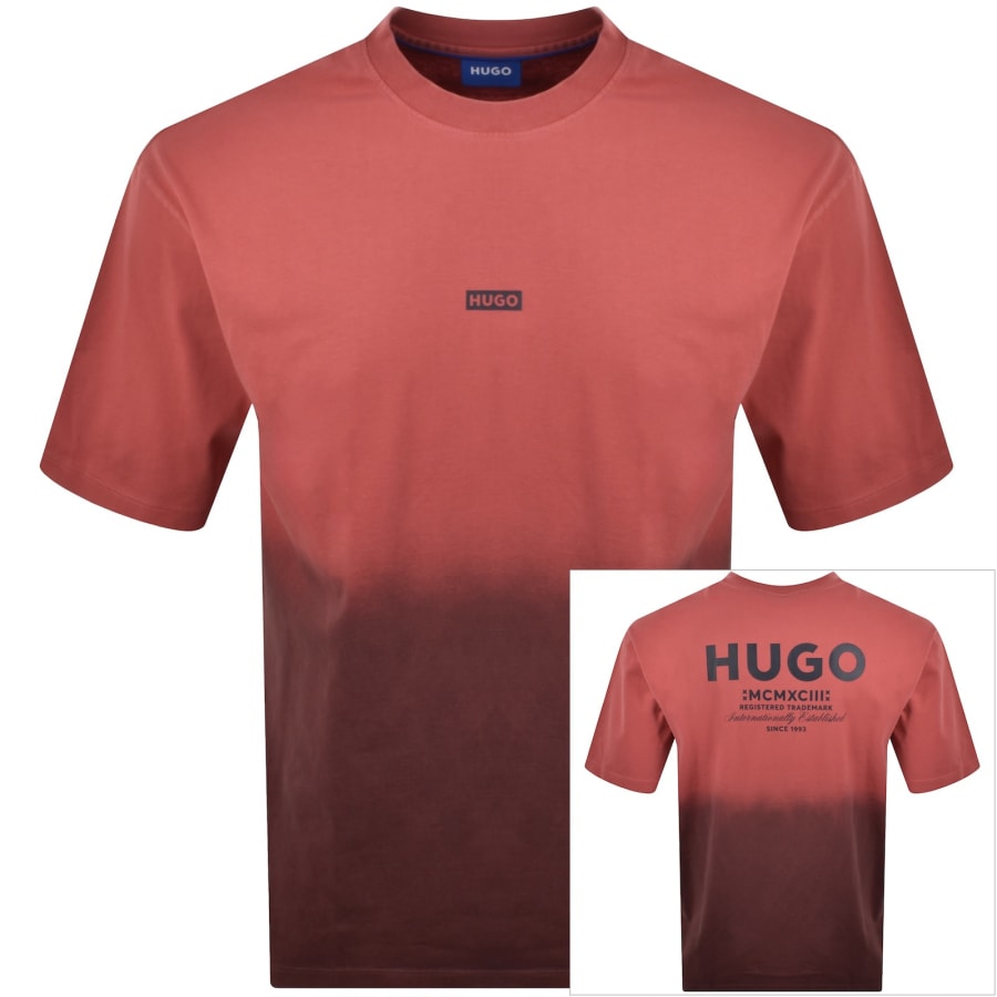 Image number 1 for HUGO Blue Nalono T Shirt Medium Red