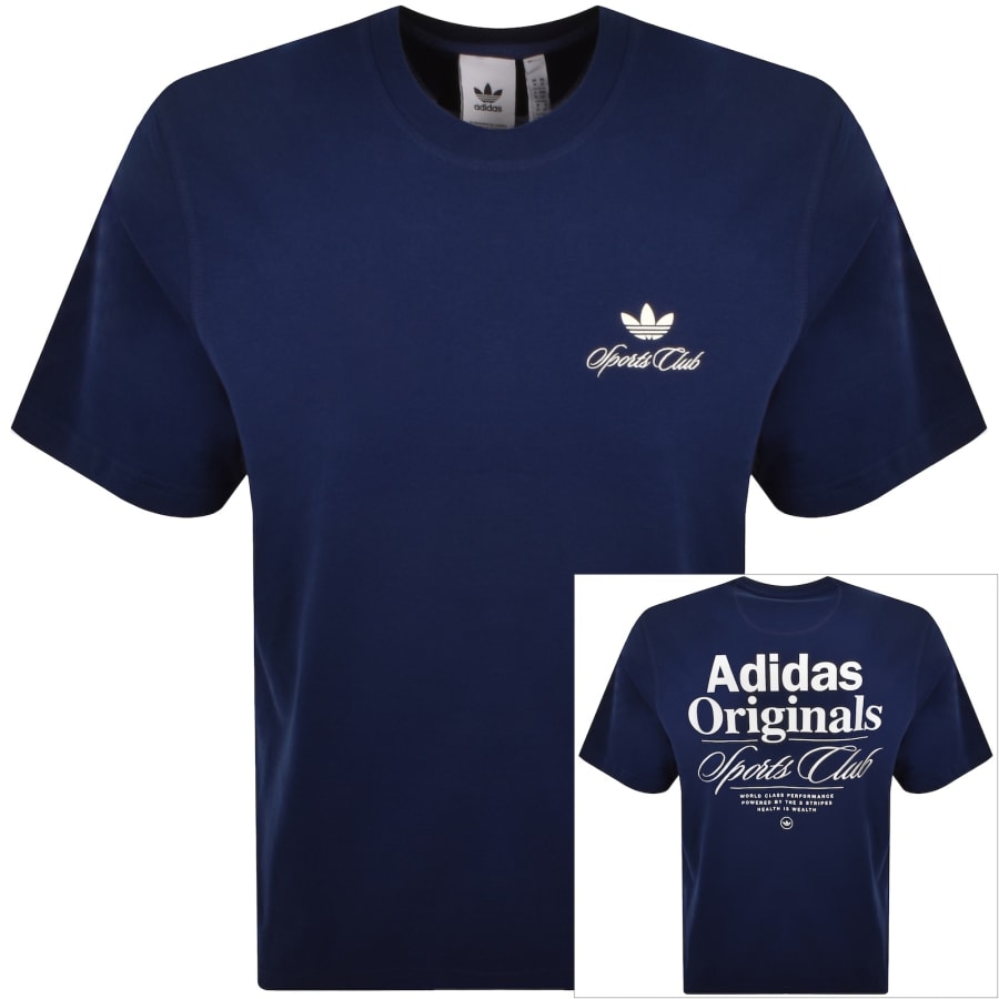 Image number 1 for adidas Originals Sportclub GFX T Shirt Navy