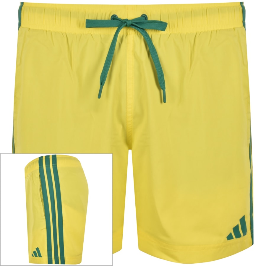 Image number 1 for adidas Sportswear 3 Stripe Swim Shorts Yellow