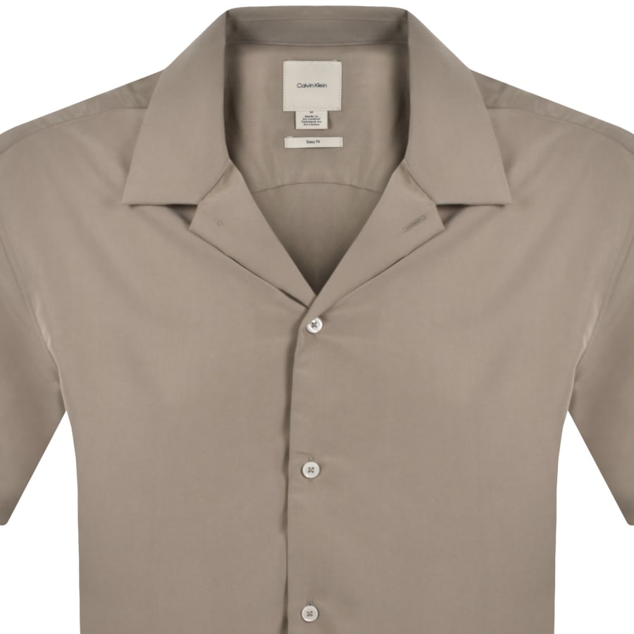 Image number 2 for Calvin Klein Camp Collar Shirt Brown