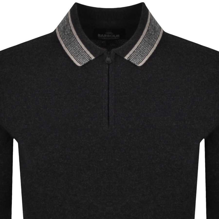 Image number 2 for Barbour International Newport Knitted Polo Black