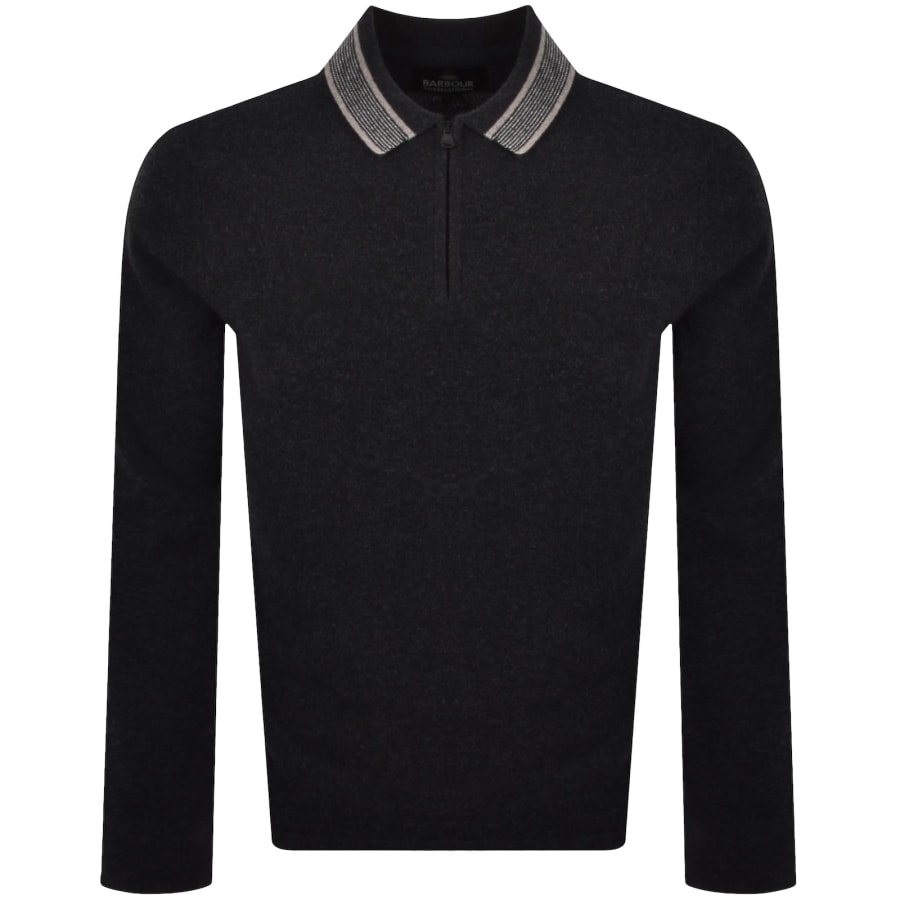 Image number 1 for Barbour International Newport Knitted Polo Black