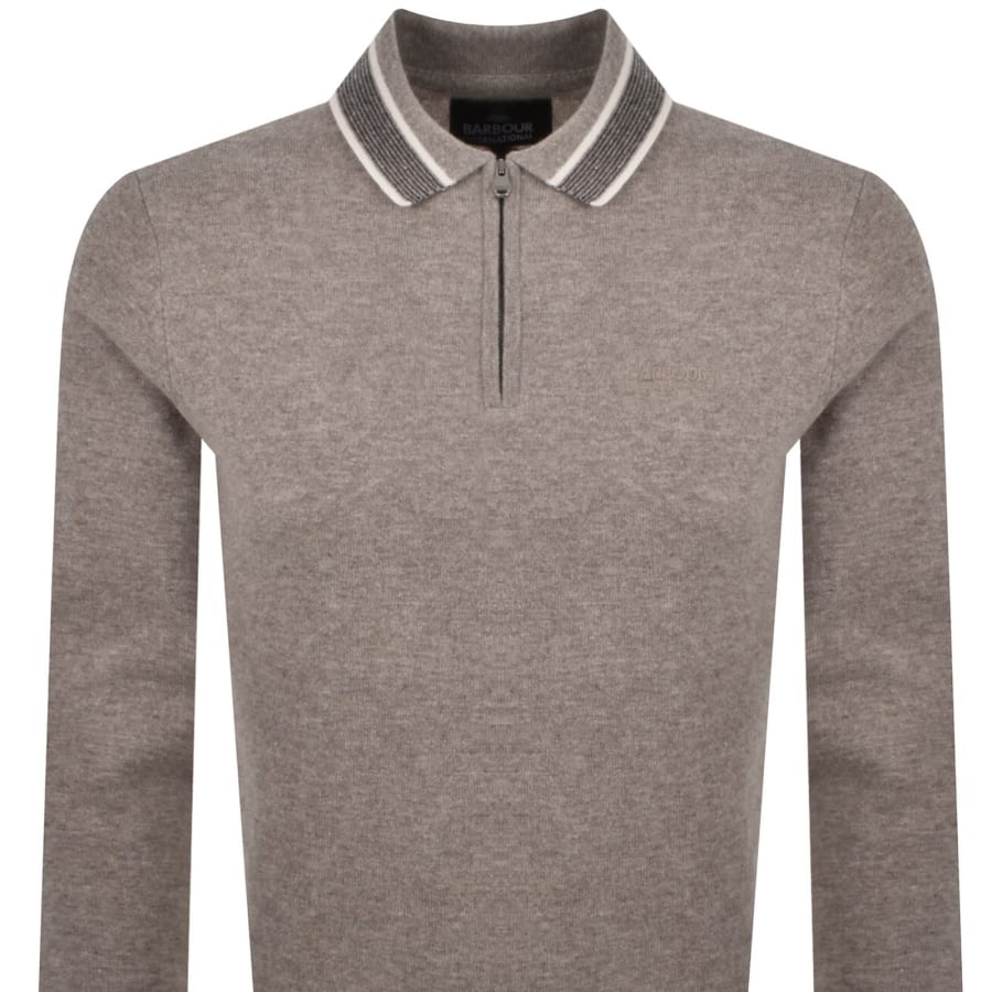 Image number 2 for Barbour International Newport Knitted Polo Brown