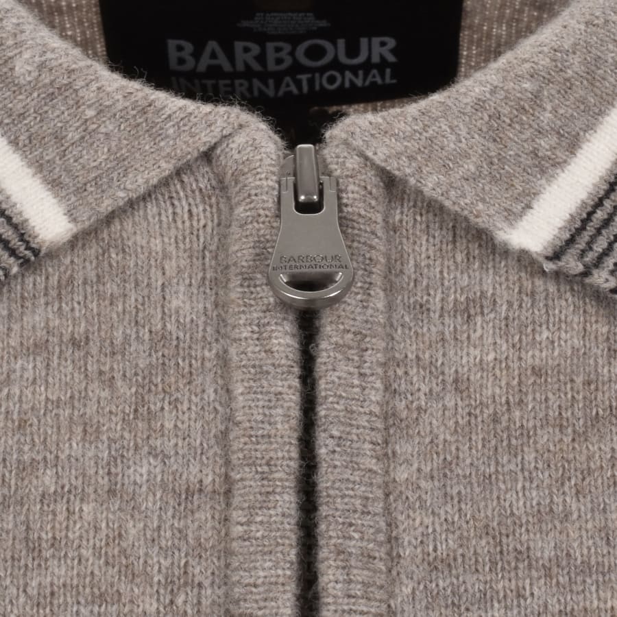 Image number 3 for Barbour International Newport Knitted Polo Brown