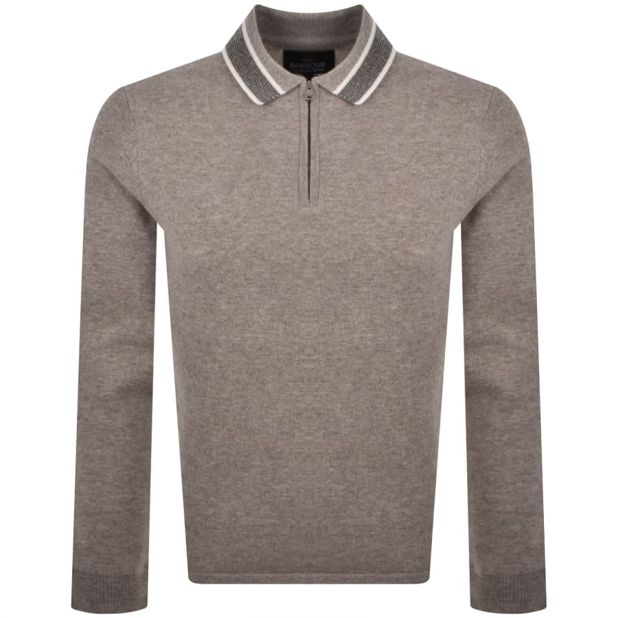 Image number 1 for Barbour International Newport Knitted Polo Brown