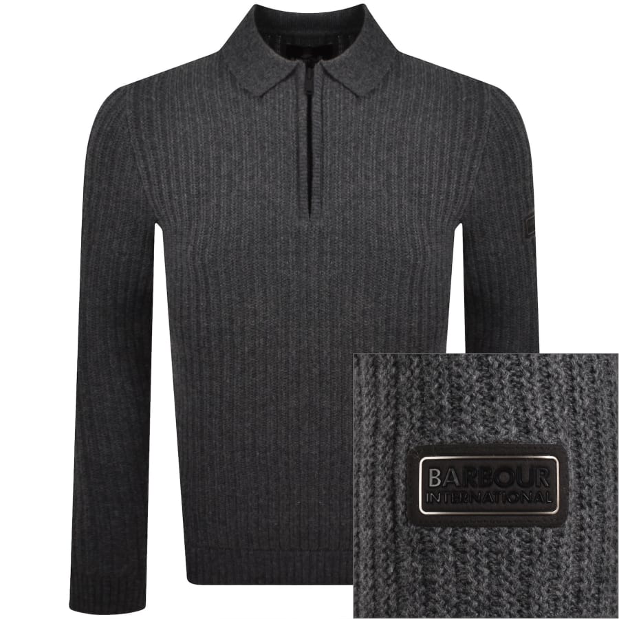 Image number 1 for Barbour International Oxham Zip Jumper Grey