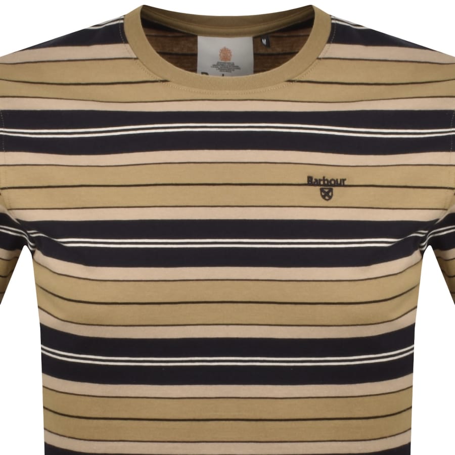 Image number 2 for Barbour Tartham Stripe T Shirt Khaki