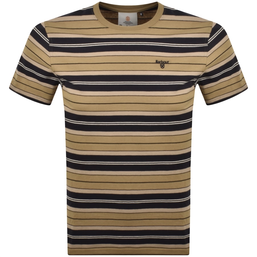 Image number 1 for Barbour Tartham Stripe T Shirt Khaki