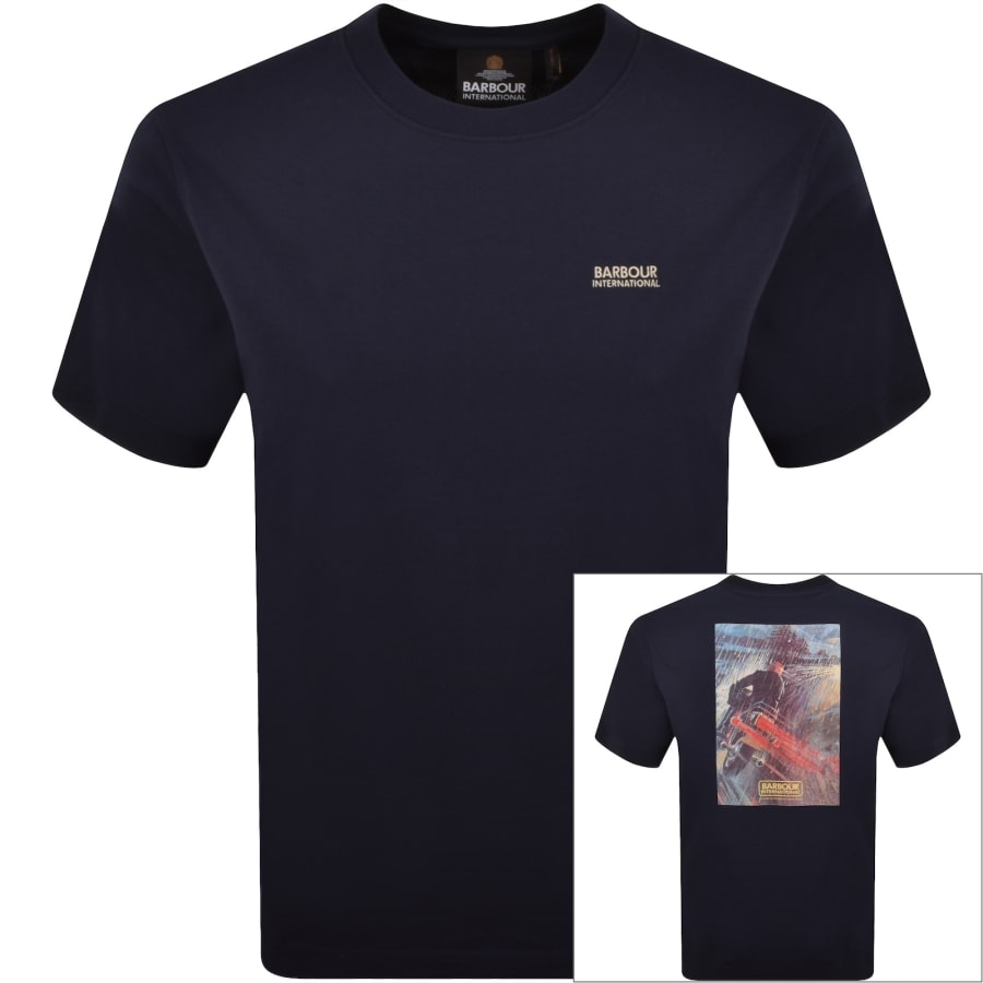 Image number 1 for Barbour International Graphic T Shirt Navy
