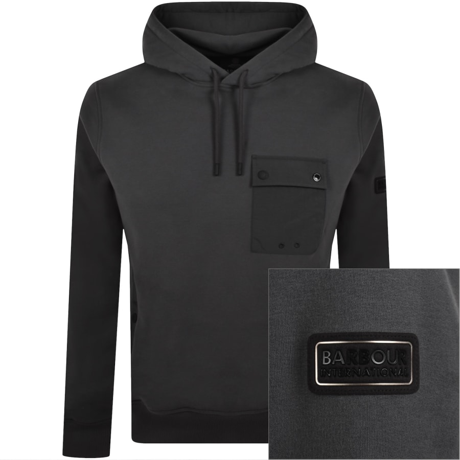 Image number 1 for Barbour International Inline Hoodie Grey
