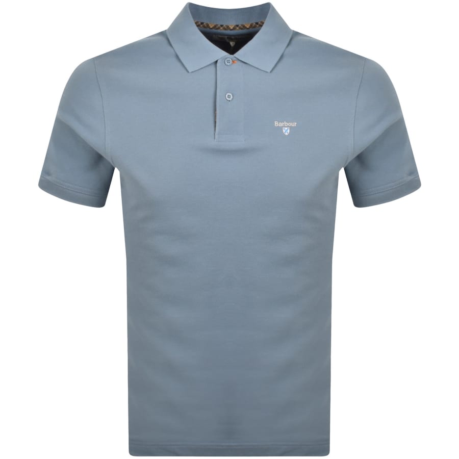 Image number 1 for Barbour Tartan Pique Polo T Shirt Blue