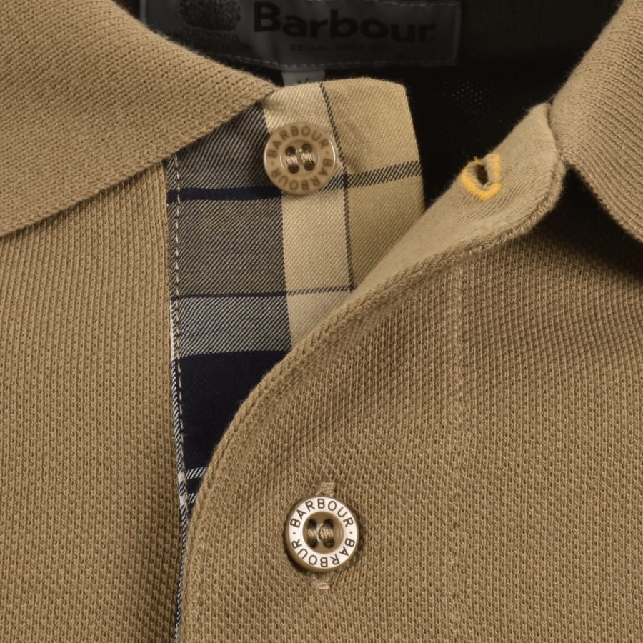 Image number 4 for Barbour Essential Tartan Placket Polo Brown