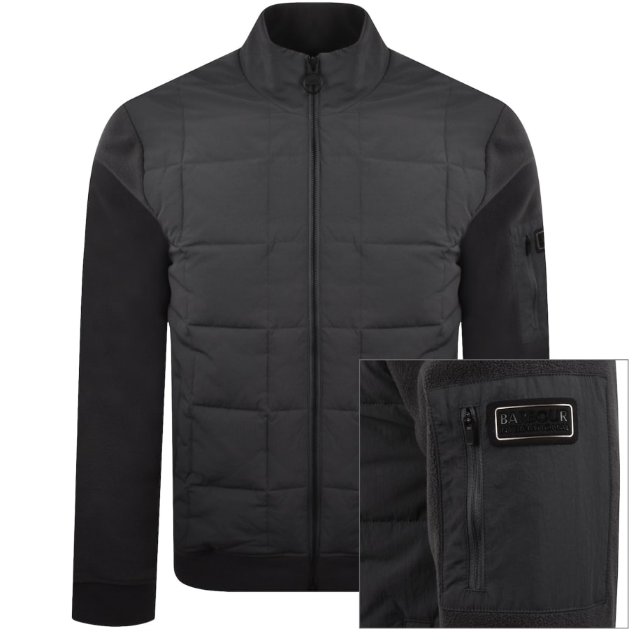 Image number 1 for Barbour International Quilted Sweatshirt Grey