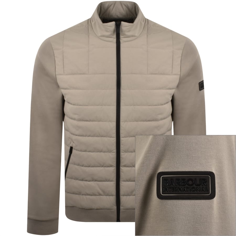 Image number 1 for Barbour International Quilted Sweatshirt Grey
