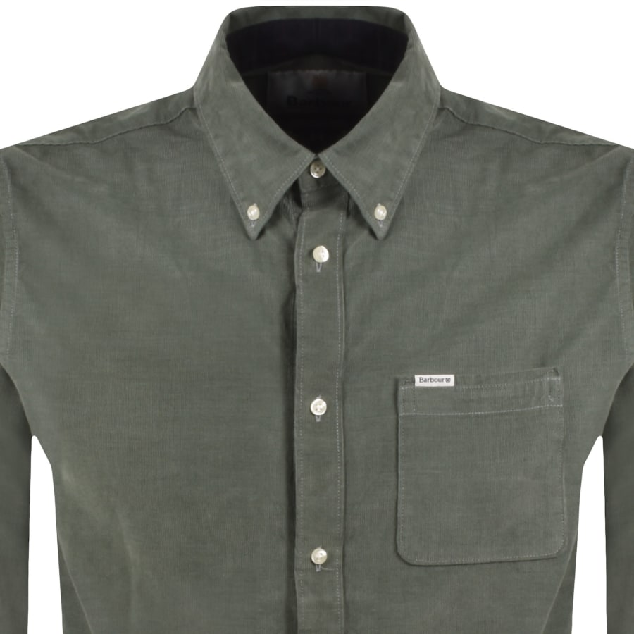 Image number 2 for Barbour Long Sleeved Corduroy Shirt Green