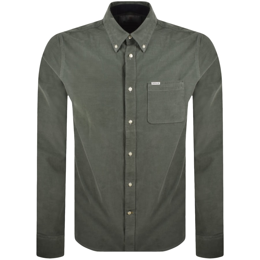 Image number 1 for Barbour Long Sleeved Corduroy Shirt Green