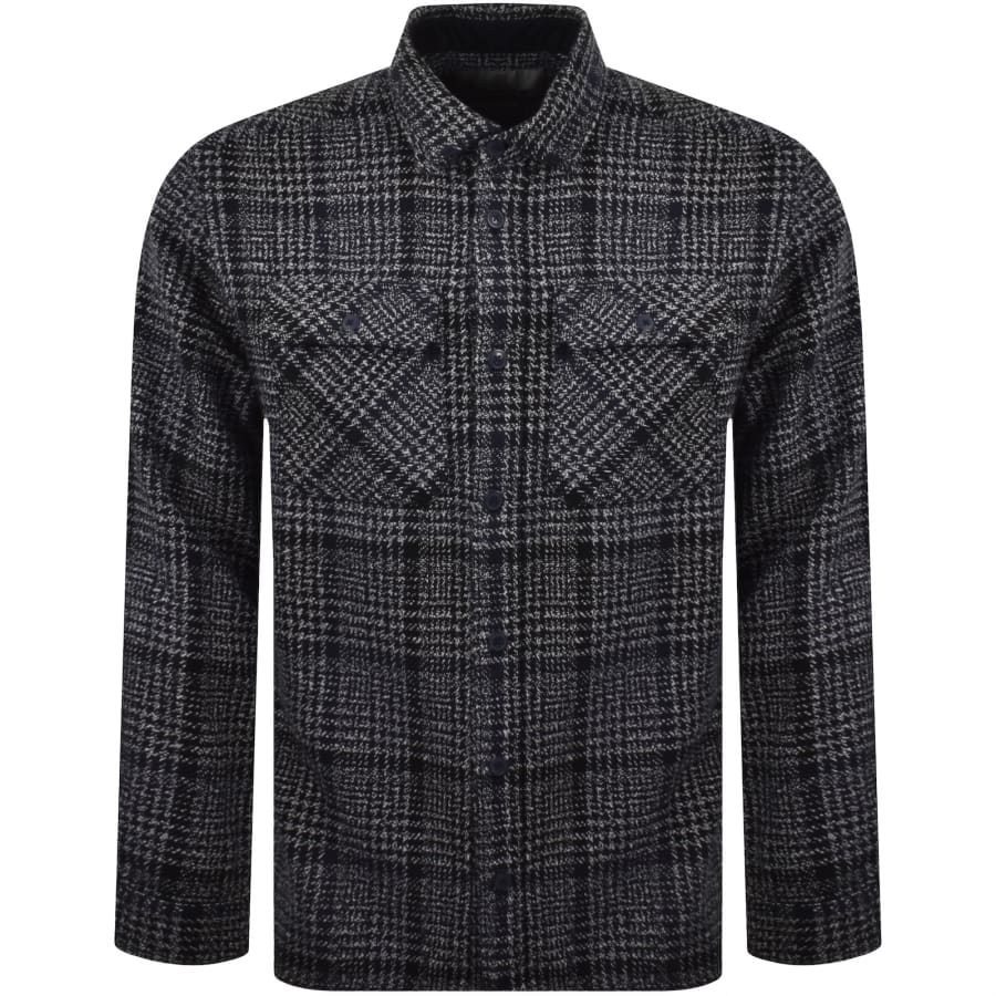 Image number 1 for Barbour Millom Houndstooth Overshirt Navy