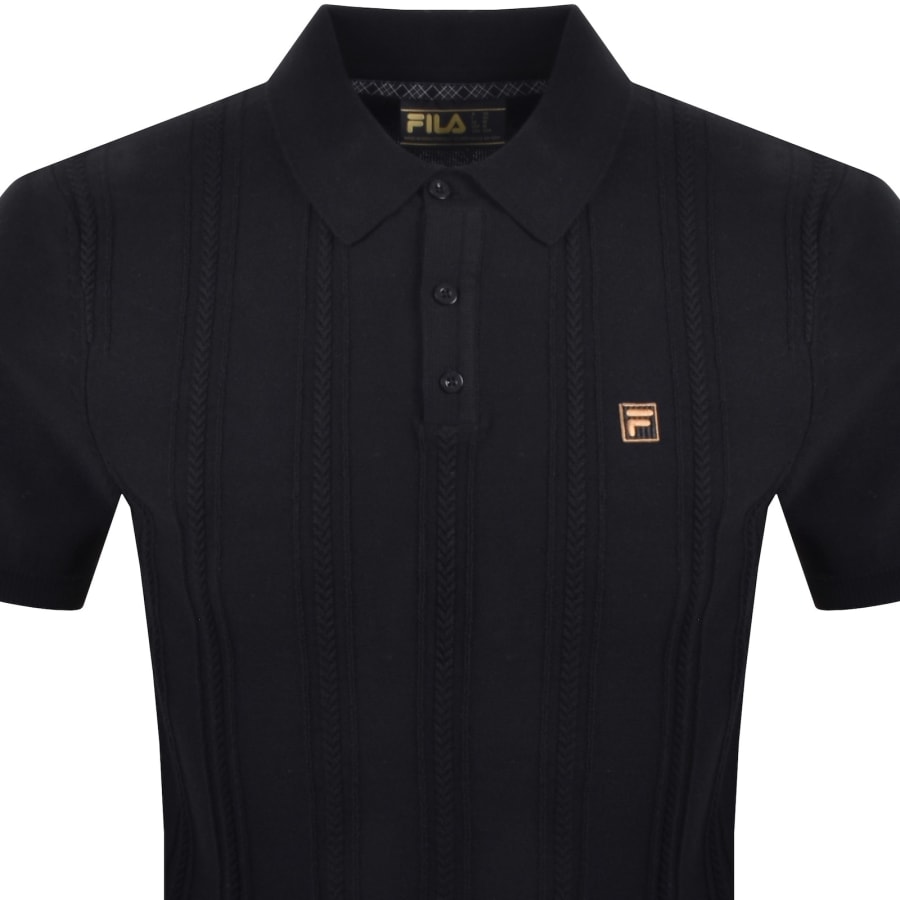 Image number 2 for Fila Barns Textured Knit Polo T Shirt Black