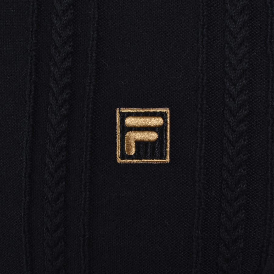 Image number 3 for Fila Barns Textured Knit Polo T Shirt Black